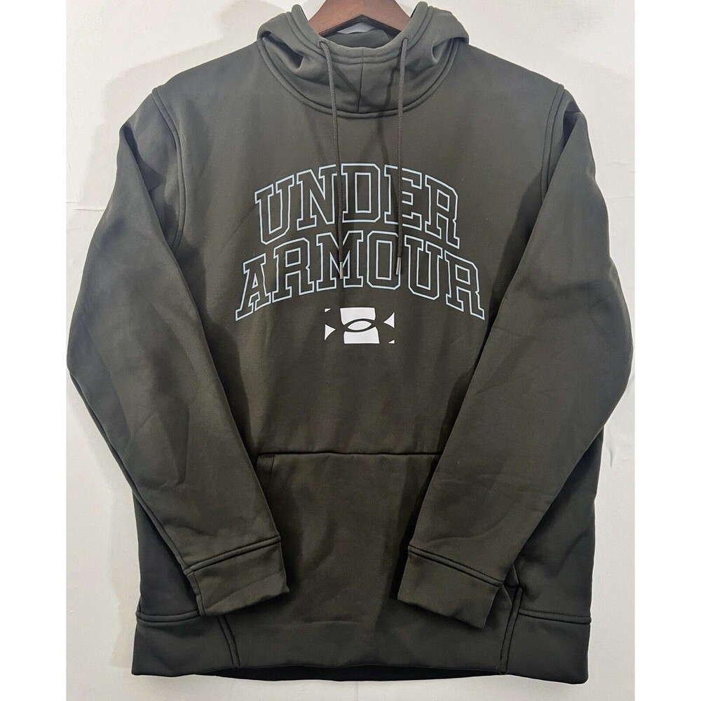 Under Armour Mens Pullover Hoodie Large Loose Dark Green/Sage